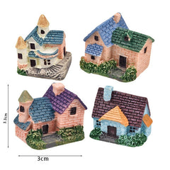 4PCS Pretty Small Villa Resin Ornament