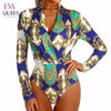 Image of Evaqueen 2018 Sexy V Neck Long Sleeve Bodysuit